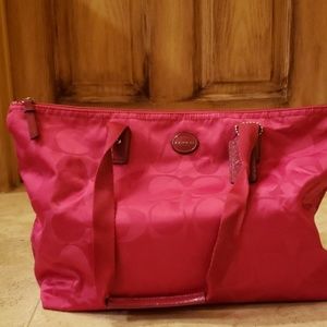 Hot pink monogrammed coach bag